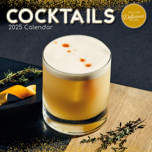 2025 Calendar Cocktails 16-Month Square Wall Gifted Stationery GSC24985