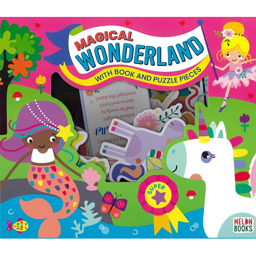 Magical Wonderland With Book And Puzzle Pieces