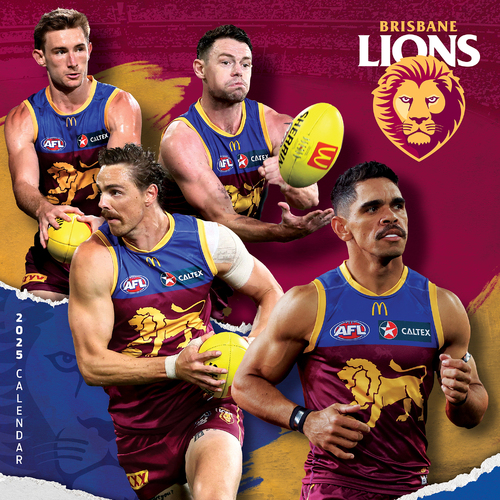 2025 Calendar AFL Brisbane Lions Square Wall Paper Pocket CAFB4