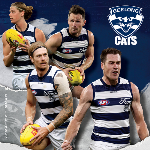 2025 Calendar AFL Geelong Cats Square Wall Paper Pocket CAFB7