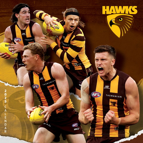 2025 Calendar AFL Hawthorn Hawks Square Wall Paper Pocket CAFB10