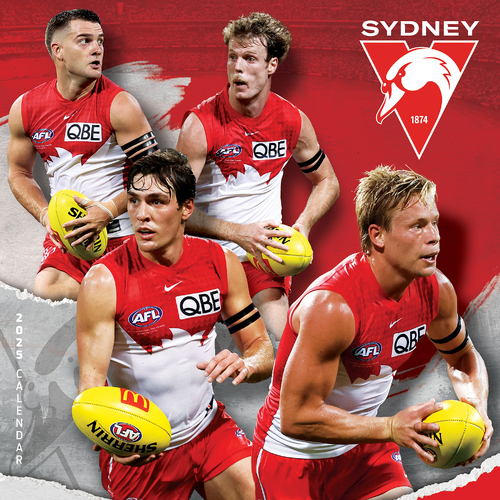 2025 Calendar AFL Sydney Swans Square Wall Paper Pocket CAFB16