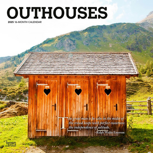 2025 Calendar Outhouses 16-Month Square Wall Browntrout BT77493