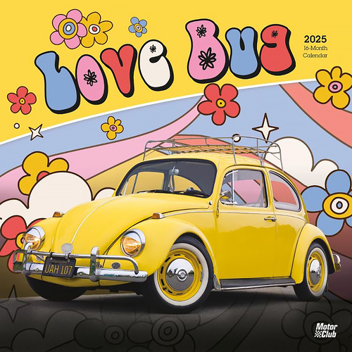 2025 Calendar Motor Club Love Bug 16-Month Square Wall Browntrout BT80028