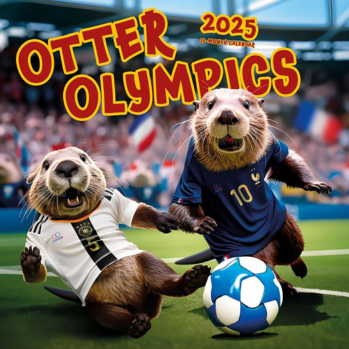 2025 Calendar Otter Olympics 16-Month Square Wall Browntrout BT82961